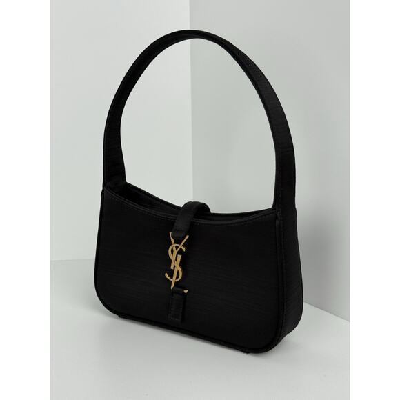 Saint Laurent Le 5 A 7 Mini YSL Women's Shoulder Bag in Black Satin - Picture 1 of 12